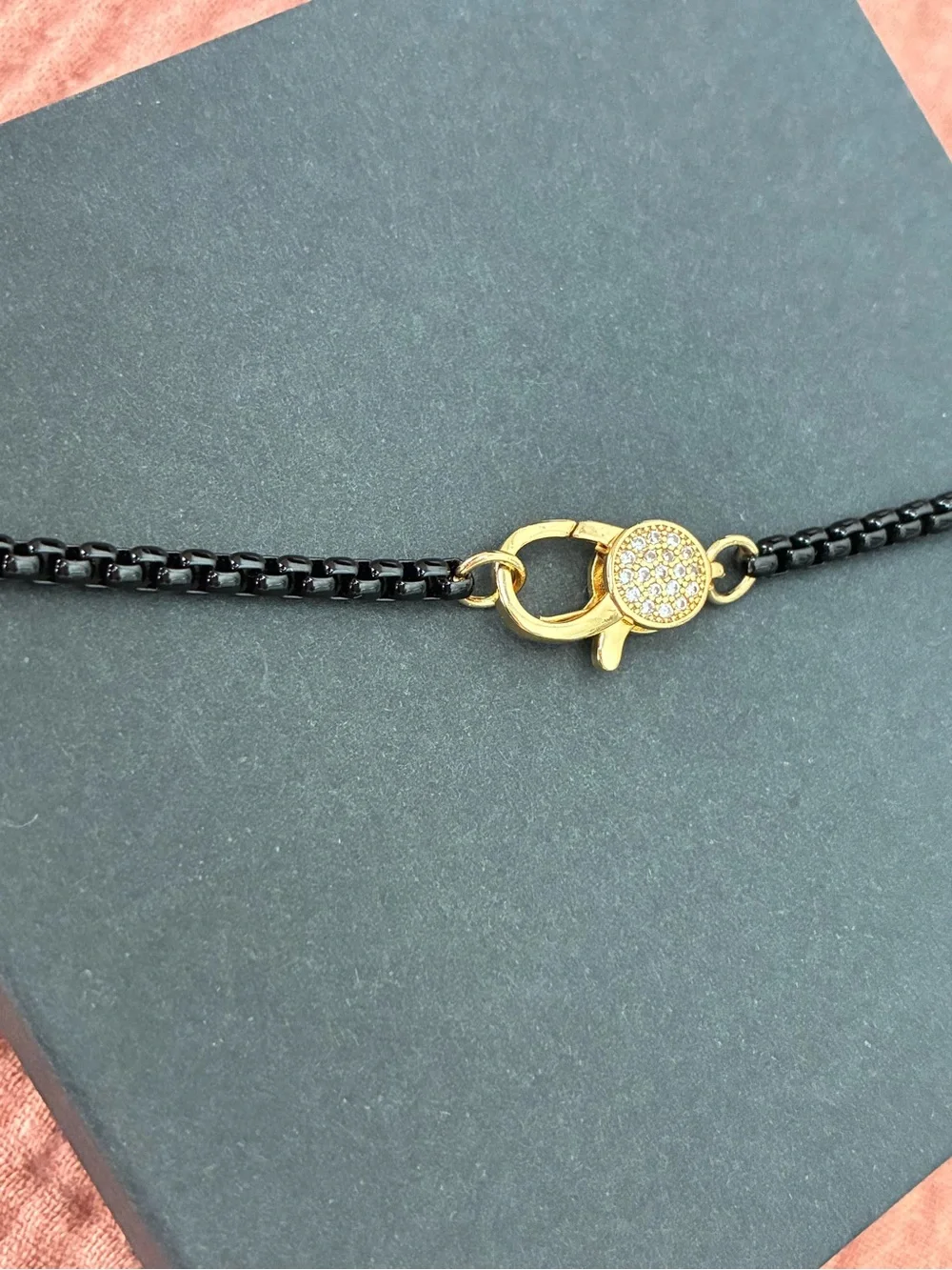 Gold and Black Layered Chain Necklace about 33”